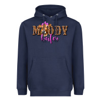 Navy Moody Heifer with Leopard Heavyweight Hoodie - texasbilliewilder