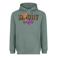 Sage Moody Heifer with Leopard Heavyweight Hoodie - texasbilliewilder