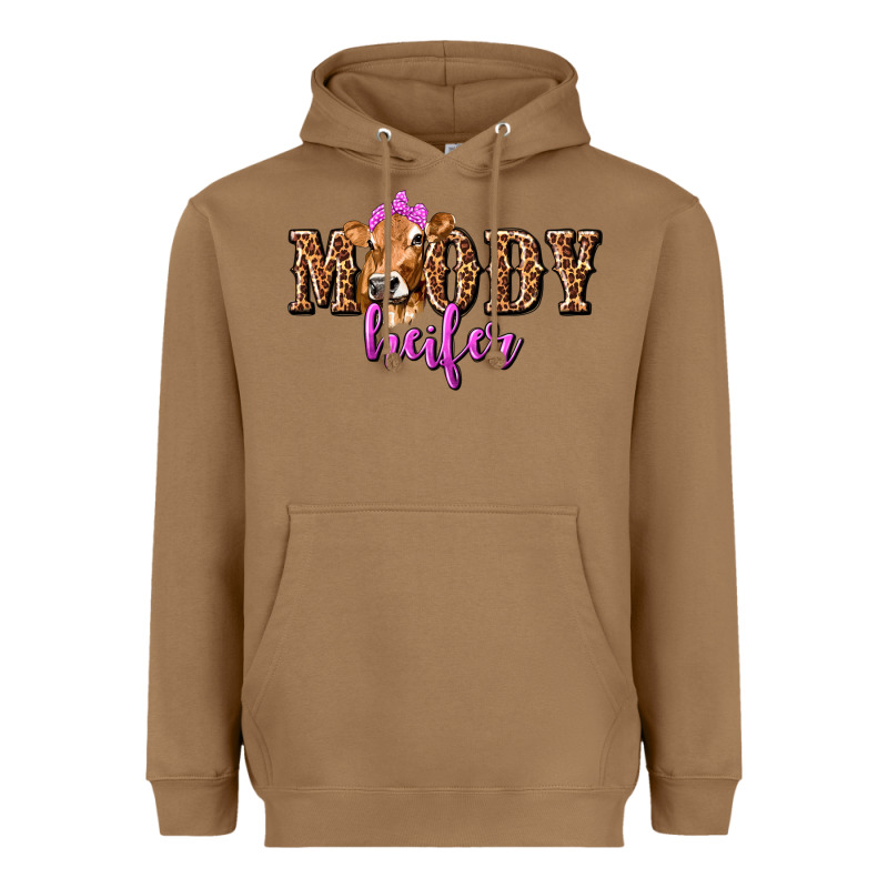 Moody Heifer With Leopard Heavyweight Hoodie by texasbilliewilder | Teevron