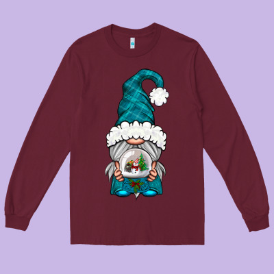 Winter Gnome With Snow Globe Long Sleeve Tee Designed By Nancycooperartshop