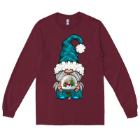 Burgundy winter gnome with snow globe Long Sleeve Tee - NancyCooperArtShop