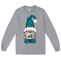 Heather Grey winter gnome with snow globe Long Sleeve Tee - NancyCooperArtShop
