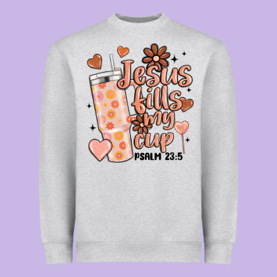 Valentine Jesus Fills My Cup Heavyweight Sweatshirt Designed By Maliassmallbusiness