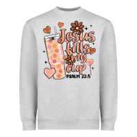 Heather Grey valentine jesus fills my cup Heavyweight Sweatshirt - MaliasSmallBusiness