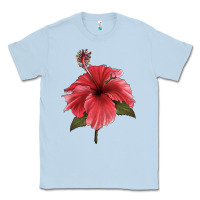 Dusty Blue Puerto Rican Hibiscus Flower Illustrations Classic Tee - LillyAllenDesigns