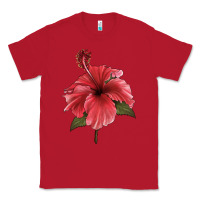 Red Puerto Rican Hibiscus Flower Illustrations Classic Tee - LillyAllenDesigns