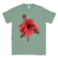 Sage Puerto Rican Hibiscus Flower Illustrations Classic Tee - LillyAllenDesigns
