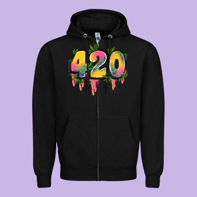 420 Cannabis Zipper Hoodie Designed By Artiststas
