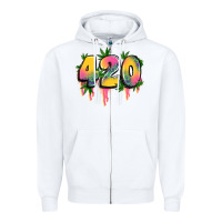 White 420 cannabis Zipper Hoodie - Artiststas
