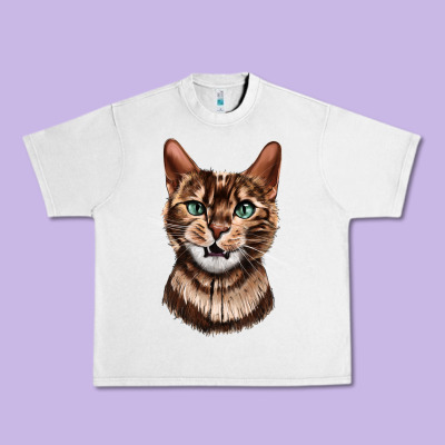 Bengal Cat Face Urban Heavy Tee Designed By Lillyallendesigns