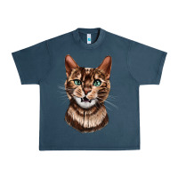 Midnight Navy Bengal Cat Face Urban Heavy Tee - LillyAllenDesigns