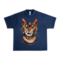 Navy Bengal Cat Face Urban Heavy Tee - LillyAllenDesigns