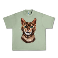 Oil Green Bengal Cat Face Urban Heavy Tee - LillyAllenDesigns