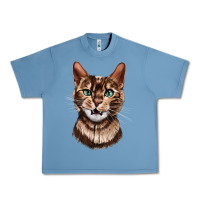 Pebble Blue Bengal Cat Face Urban Heavy Tee - LillyAllenDesigns