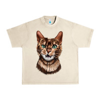 Sandshell Bengal Cat Face Urban Heavy Tee - LillyAllenDesigns