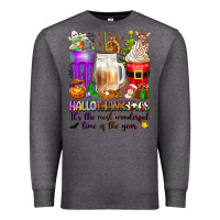 Charcoal Heather Hallothanksmas coffee cups Premium Sweatshirt - texasbilliewilder