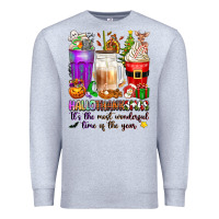 Heather Grey Hallothanksmas coffee cups Premium Sweatshirt - texasbilliewilder