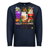 Navy Hallothanksmas coffee cups Premium Sweatshirt - texasbilliewilder