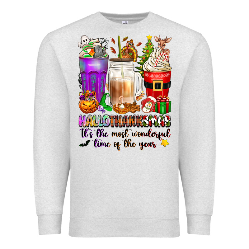 Hallothanksmas Coffee Cups Premium Sweatshirt by texasbilliewilder | Teevron