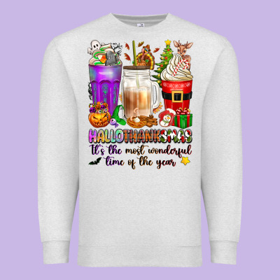 Hallothanksmas Coffee Cups Premium Sweatshirt Designed By Texasbilliewilder