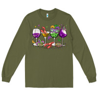 Army Green mardi gras wine glasses Long Sleeve Tee - MaliasSmallBusiness