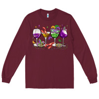 Burgundy mardi gras wine glasses Long Sleeve Tee - MaliasSmallBusiness