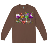Chestnut mardi gras wine glasses Long Sleeve Tee - MaliasSmallBusiness