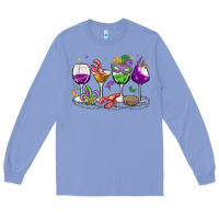 Colony Blue mardi gras wine glasses Long Sleeve Tee - MaliasSmallBusiness