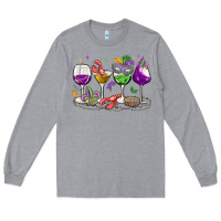 Heather Grey mardi gras wine glasses Long Sleeve Tee - MaliasSmallBusiness
