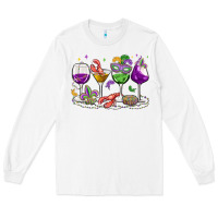 White mardi gras wine glasses Long Sleeve Tee - MaliasSmallBusiness