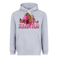 Heather Grey Breast Cancer survivor afro nails Heavyweight Hoodie - NancyCooperArtShop