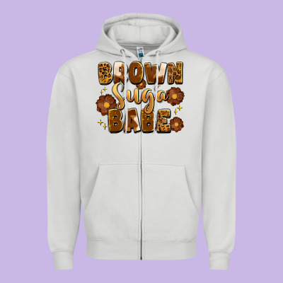 Brown Suga Babe Zipper Hoodie Designed By Artiststas
