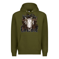 Army Green Simmer down Cowboy Premium Hoodie - HowdyJamesFarm