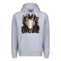 Heather Grey Simmer down Cowboy Premium Hoodie - HowdyJamesFarm