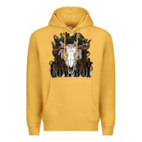 Mustard Simmer down Cowboy Premium Hoodie - HowdyJamesFarm