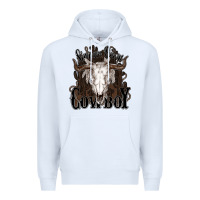 White Simmer down Cowboy Premium Hoodie - HowdyJamesFarm