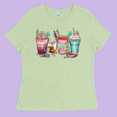 Mom Coffee Cups Ladies Tee Designed By Zillion Design Studio