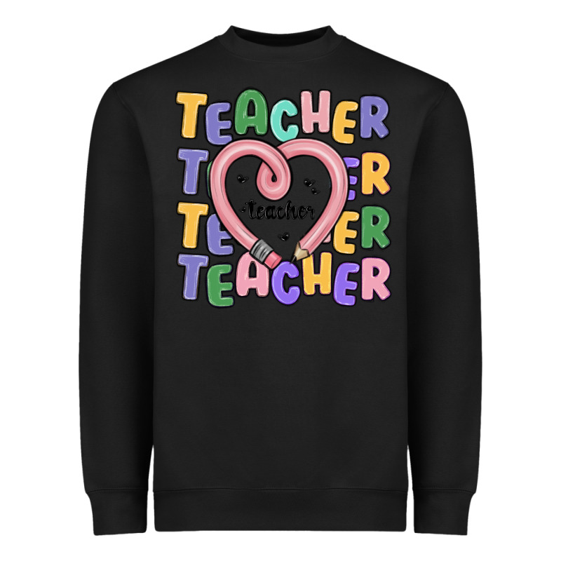 Teacher And Pencil Heart Heavyweight Sweatshirt by MaliasSmallBusiness | Teevron