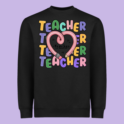 Teacher And Pencil Heart Heavyweight Sweatshirt Designed By Maliassmallbusiness