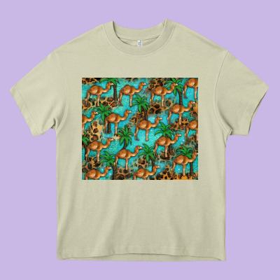Camel Leopard Heavy Core Tee Designed By Barkaloodesign