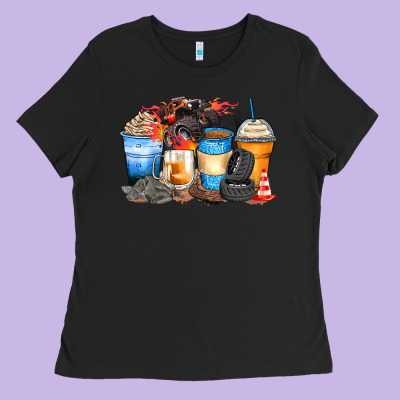 Monster Truck Coffee Cups Ladies Tee Designed By Zillion Design Studio