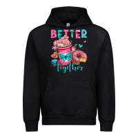 Black better together donut and coffee valentines day Urban Hoodie - OliviaCreatesArt