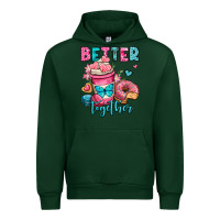 Forest Green better together donut and coffee valentines day Urban Hoodie - OliviaCreatesArt