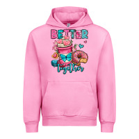 Fuchsia Pink better together donut and coffee valentines day Urban Hoodie - OliviaCreatesArt