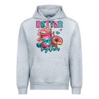 Heather Grey better together donut and coffee valentines day Urban Hoodie - OliviaCreatesArt
