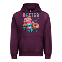 Mauve Wine better together donut and coffee valentines day Urban Hoodie - OliviaCreatesArt