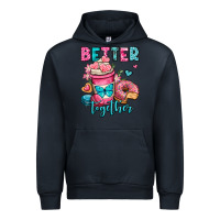 Navy better together donut and coffee valentines day Urban Hoodie - OliviaCreatesArt