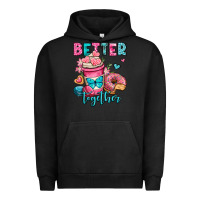 Pigment Black better together donut and coffee valentines day Urban Hoodie - OliviaCreatesArt