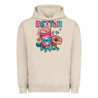 Pigment French Oak better together donut and coffee valentines day Urban Hoodie - OliviaCreatesArt