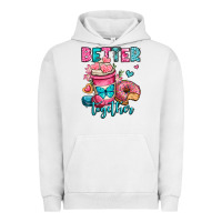 Pigment Lunar Rock better together donut and coffee valentines day Urban Hoodie - OliviaCreatesArt